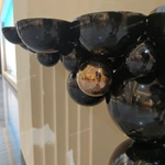 Sculptural Bubble Console Table with High-Gloss Black Spheres and Rose Gold Accents